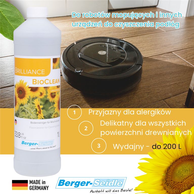 Berger-Seidle BRILLIANCE BIOCLEAN - środek do mycia parkietu, (2) - Codzienne mycie parkietów