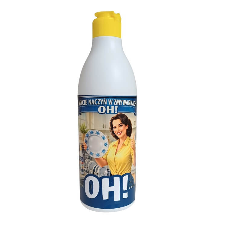 Żel do mycia naczyń w zmywarce OH! w butelce 500 ml, płynny detergent do codziennego zmywania naczyń w domu