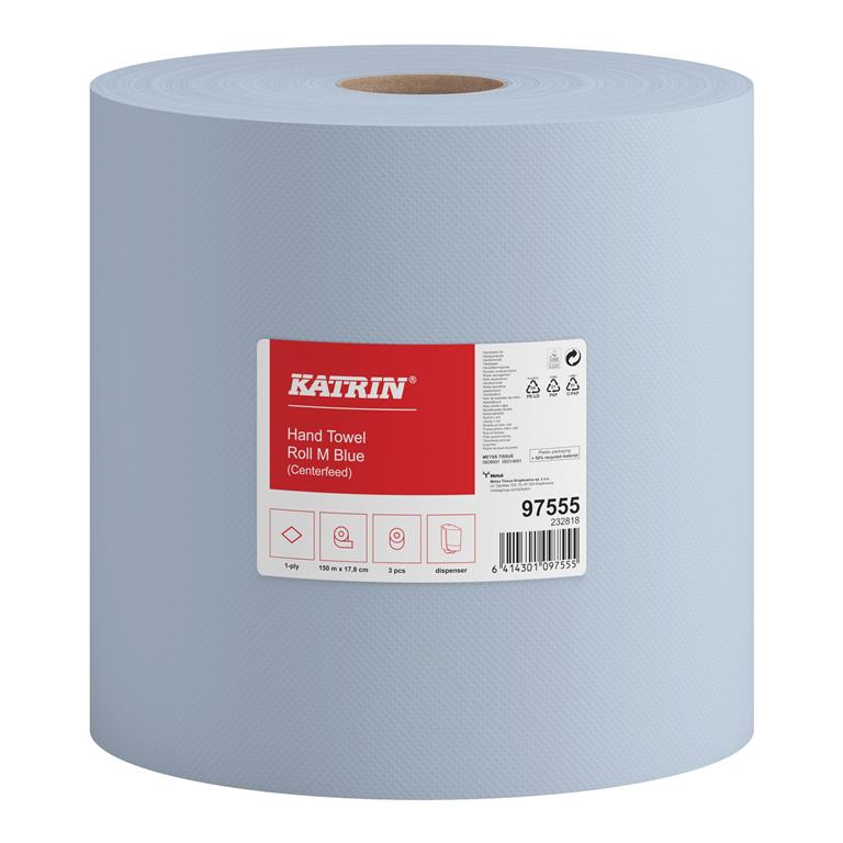 KATRIN 97555 – niebieski ręcznik w roli 1-warstwowy 250 m, (2) - Ręczniki papierowe w rolce
